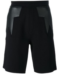 Мужские черные кожаные шорты с геометрическим рисунком от Neil Barrett