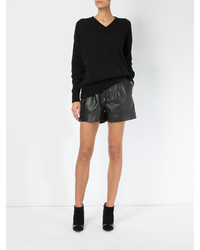 Женские черные кожаные шорты от Saint Laurent