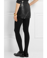 Женские черные кожаные шорты от Saint Laurent