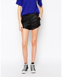 Женские черные кожаные шорты от Noisy May