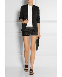 Женские черные кожаные шорты от Balmain