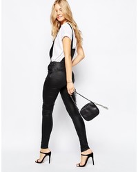 Черные кожаные штаны-комбинезон от Vero Moda
