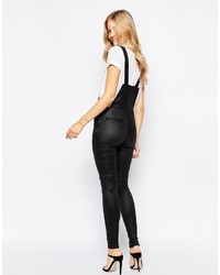 Черные кожаные штаны-комбинезон от Vero Moda