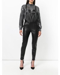 Черные кожаные штаны-комбинезон от Carolina Ritzler