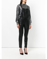 Черные кожаные штаны-комбинезон от Carolina Ritzler