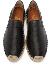 Мужские черные кожаные эспадрильи от Valentino