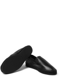 Мужские черные кожаные эспадрильи от Bottega Veneta