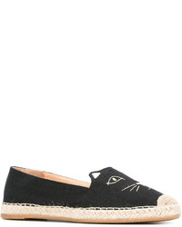 Женские черные кожаные эспадрильи от Charlotte Olympia