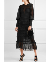 Женские черные кружевные босоножки с вышивкой от Christian Louboutin