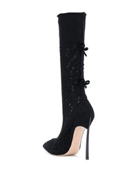 Черные кружевные ботильоны от Casadei