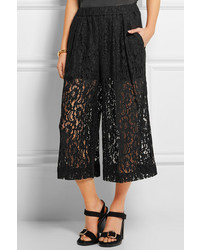 Черные кружевные брюки-кюлоты от MSGM