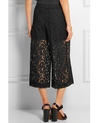 Черные кружевные брюки-кюлоты от MSGM