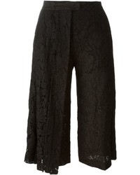 Черные кружевные брюки-кюлоты от MSGM