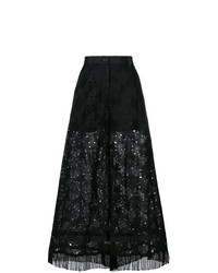 Черные кружевные брюки-кюлоты от Sacai