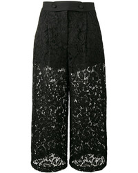 Черные кружевные брюки-кюлоты от Valentino