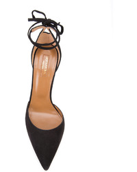 Черные кружевные туфли от Aquazzura