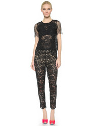 Черные кружевные узкие брюки