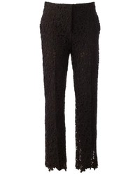 Черные кружевные узкие брюки от Valentino