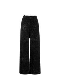 Черные льняные широкие брюки от Uma Wang