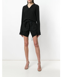 Женские черные льняные шорты от Saint Laurent
