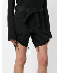 Женские черные льняные шорты от Saint Laurent