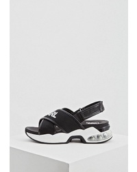 Черные массивные сандалии на плоской подошве из плотной ткани от Karl Lagerfeld