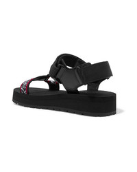 Черные массивные сандалии на плоской подошве из плотной ткани от Prada
