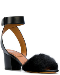 Черные меховые босоножки на каблуке от Givenchy