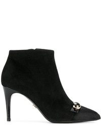 Черные меховые ботильоны с украшением