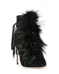 Черные меховые ботильоны от Dsquared2