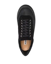 Мужские черные низкие кеды из плотной ткани от Jil Sander