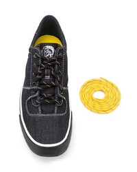 Мужские черные низкие кеды из плотной ткани от Diesel