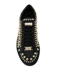 Женские черные низкие кеды с украшением от Philipp Plein