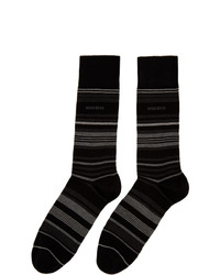 Мужские черные носки в горизонтальную полоску от BOSS