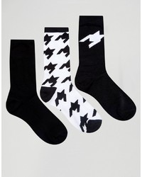 Мужские черные носки с узором "гусиные лапки" от Asos