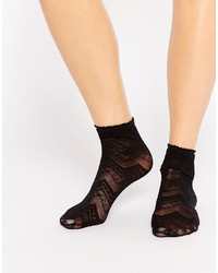 Женские черные носки с узором зигзаг от Gipsy