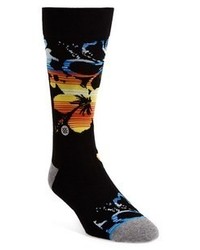 Черные носки с цветочным принтом
