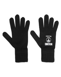 Мужские черные перчатки с принтом от Moschino