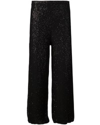 Женские черные пижамные штаны с пайетками от Oscar de la Renta