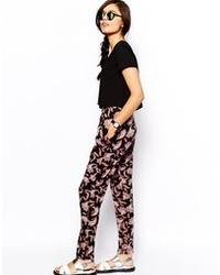 Женские черные пижамные штаны с цветочным принтом от Asos