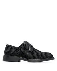 Черные плетеные туфли дерби из плотной ткани от Bottega Veneta