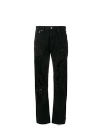 Черные рваные джинсы-бойфренды от Almaz