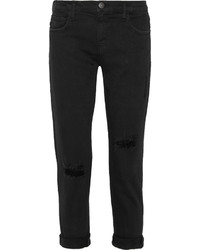 Черные рваные джинсы-бойфренды от Current/Elliott