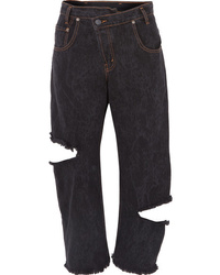 Черные рваные джинсы-бойфренды от Monse