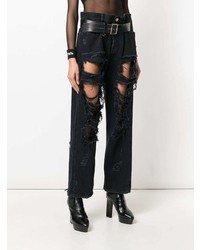 Черные рваные джинсы-бойфренды от Unravel Project