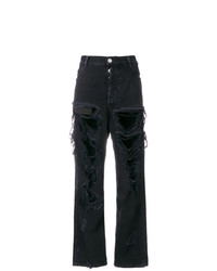 Черные рваные джинсы-бойфренды от Unravel Project