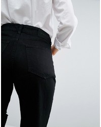 Черные рваные джинсы-бойфренды от WÅVEN