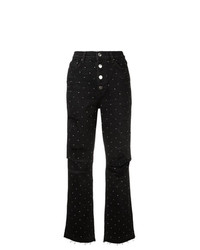 Черные рваные джинсы-клеш от Amiri