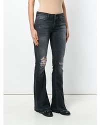 Черные рваные джинсы-клеш от Dondup