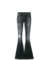 Черные рваные джинсы-клеш от Dondup